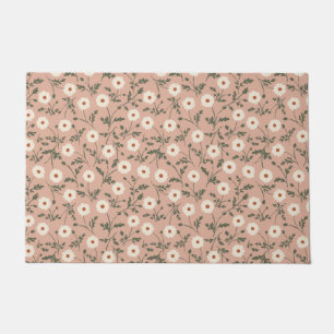 Dusty Rose White Modern Farmhouse Daisy Pattern Doormat