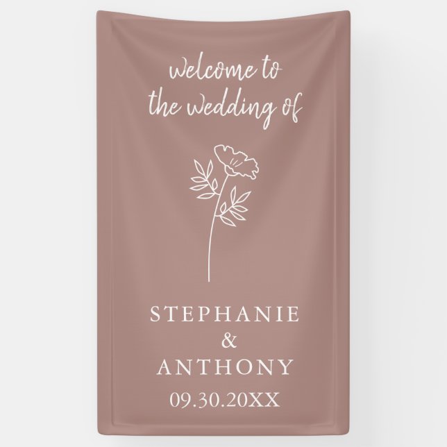 Dusty Rose Wildflower Wedding  Banner (Vertical)