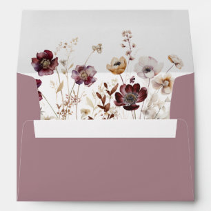 Dusty Rose Wildflower Wedding Envelope