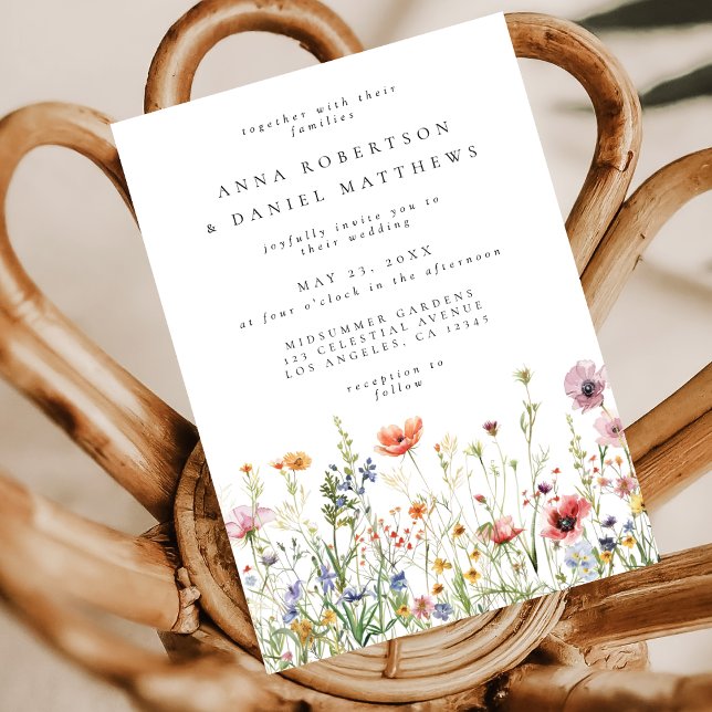 Dusty Rose Wildflower Wedding Invitation (Creator Uploaded)