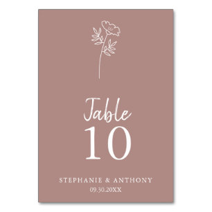 Dusty Rose Wildflower Wedding   Table Number