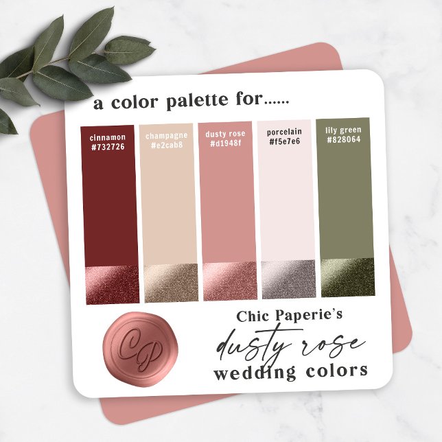 Dusty Rose Wine & Blush Wedding Color Palette Card (Creator Uploaded)