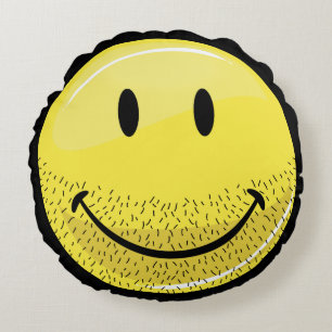 Dusty Ruff Bearded Face Round Cushion
