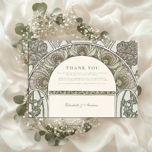 Dusty Sage Art Nouveau wedding Thank You Card