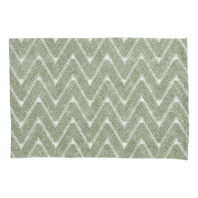 Dusty Sage Green Chevron Pattern Pillowcase (Front)
