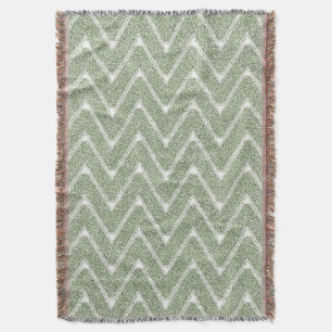 Dusty Sage Green Chevron Pattern Throw Blanket