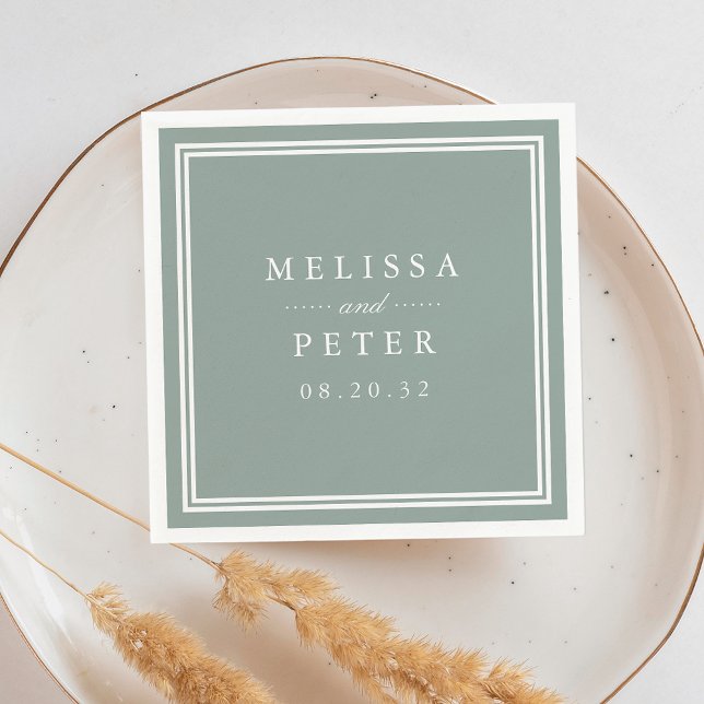 Dusty Sage Green | Classic Personalised Wedding Napkin (Creator Uploaded)