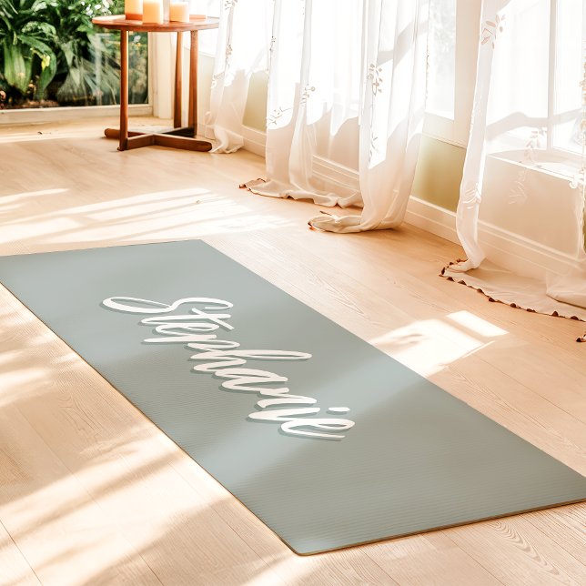 Dusty Sage Green Custom Name Simple Yoga Mat (Creator Uploaded)