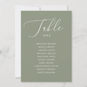 Dusty Sage Green Elegant Wedding Seating Chart Invitation