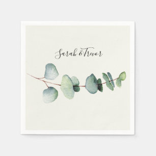 Dusty Sage Green Eucalyptus Minimalist Wedding Napkin