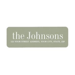 Dusty sage green family name return address label