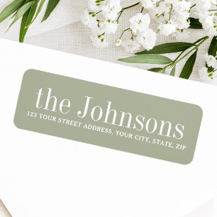 Dusty sage green family name return address label