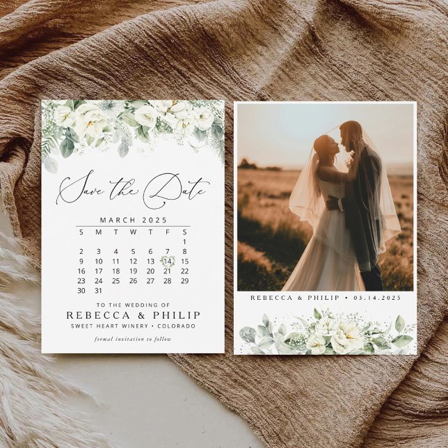 Dusty Sage Green Flat Save The Date Card (Creator Uploaded)