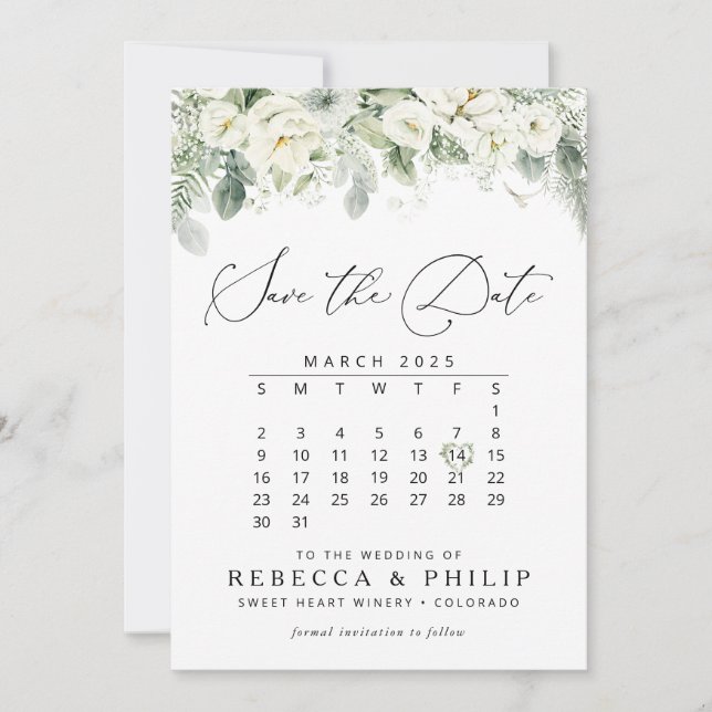 Dusty Sage Green Flat Save The Date Card (Front)
