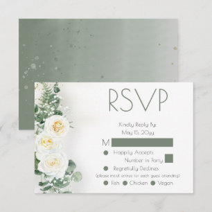 Dusty Sage Green Floral Wedding RSVP Response Card
