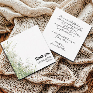 Dusty Sage Green Flowers Wedding Thank You Card