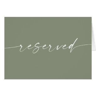Dusty Sage Green Minimalist Wedding Reserved Sign