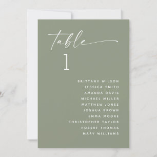 Dusty Sage Green Minimalist Wedding Seating Chart Invitation