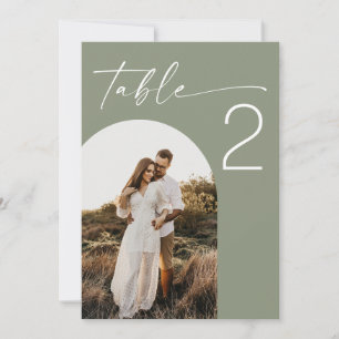 Dusty Sage Green Photo Wedding Table Number 5x7