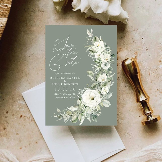 Dusty Sage Green Save The Date Cards (Creator Uploaded)