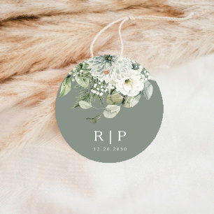 Dusty Sage Green Wedding Classic Round Sticker