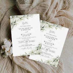 Dusty Sage Green Wedding Invitation