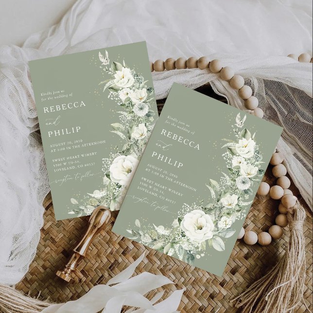 Dusty Sage Green Wedding Invitation (Creator Uploaded)