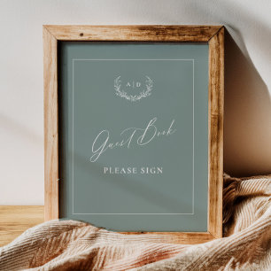 Dusty Sage Guest Book Wedding Table Sign Decor