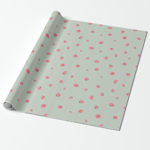 Dusty Sage Japanese Winter Peony Floral Pattern Wrapping Paper