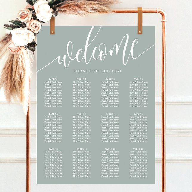 Dusty Sage Minimalist Wedding Seating Chart (Creator Uploaded)