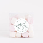 Dusty Sage | Mint to Be Personalised Wedding Favou Classic Round Sticker<br><div class="desc">Punny wedding favour stickers feature "mint to be" in dusty sage green hand lettered script accented with hearts. Personalise with your names and wedding date.</div>