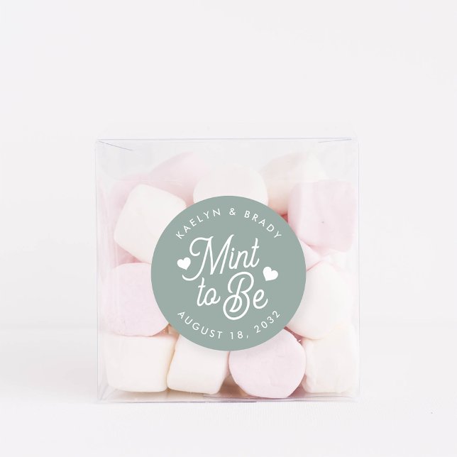Dusty Sage | Mint to Be Personalised Wedding Favou Classic Round Sticker (Creator Uploaded)