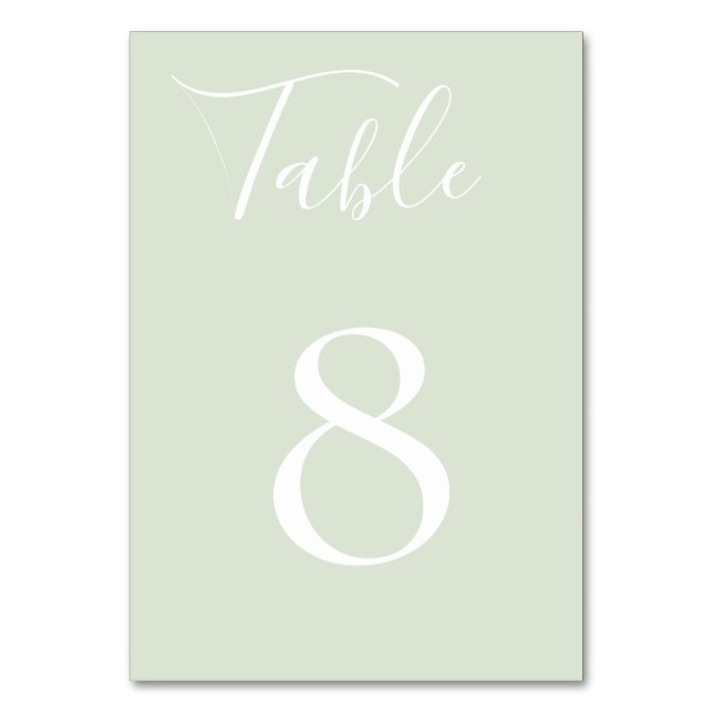 Dusty Sage Table Number Card (Front)