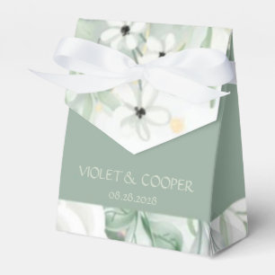 Dusty Sage Watercolor Peony Florals Wedding Favour Box