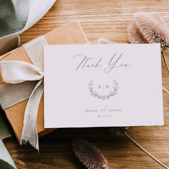 Dusty Sage Wedding Day Thank you Flat Note Card (Creator Uploaded)