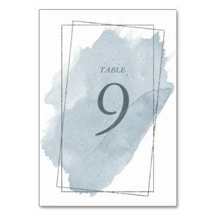 Dusty Silver and Blue Wedding Table Card
