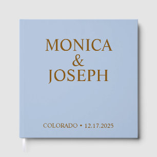 Dusty Sky Blue Guest Book Gift, Personalised Luxur
