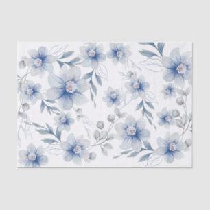 Dusty Slate Blue Watercolor Flower Tissue Paper