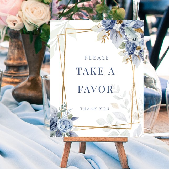 Dusty Something Blue Bridal Favour Sign Poster (Dusty Something Blue Bridal Favor Sign Poster)
