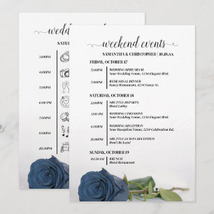 Dusty Steel Blue Rose Wedding Events & Timeline Program