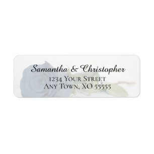Dusty Steel Blue Rose Wedding Return Address Label
