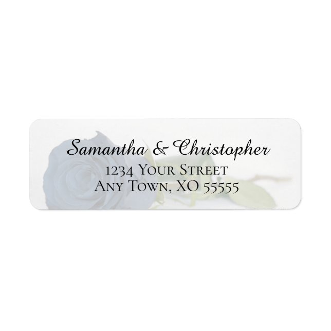 Dusty Steel Blue Rose Wedding Return Address Label (Front)