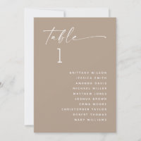 Dusty Taupe Minimalist Wedding Seating Chart