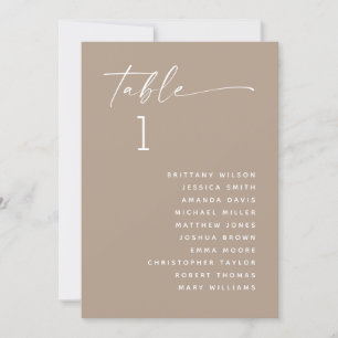 Dusty Taupe Minimalist Wedding Seating Chart Invitation