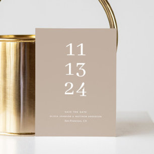 Dusty Taupe Wedding   Minimalist Neutral Modern Save The Date