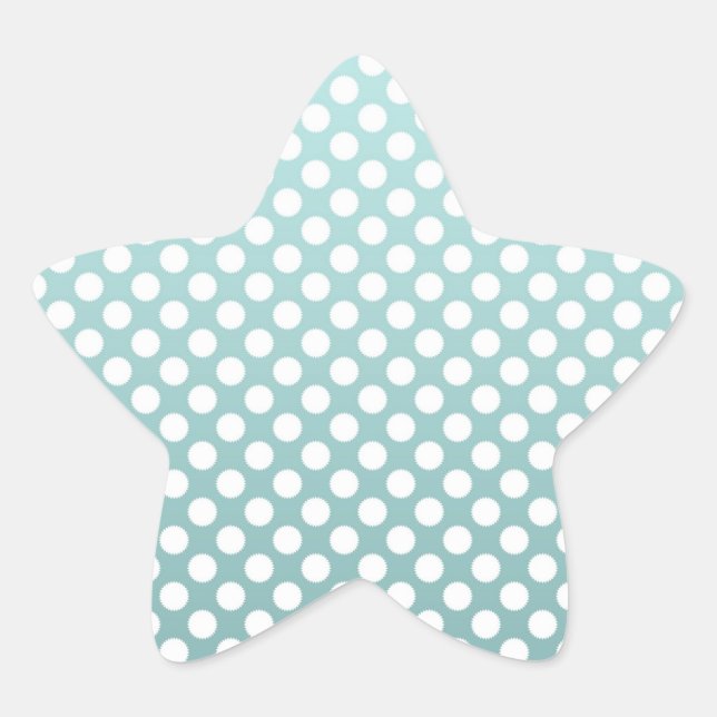 Dusty Teal and White Polka Dot pattern Star Sticker (Front)