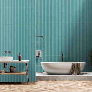 Dusty Teal Blue Stripes Wallpaper