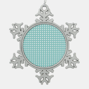 Dusty Teal Cute Pattern Little White Diamonds Snowflake Pewter Christmas Ornament