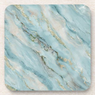 Dusty Teal Fluid Marble with Accent Textures Coaster
