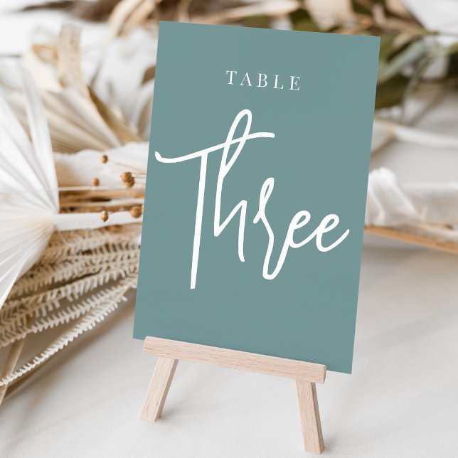 Dusty Teal Hand Scripted Table THREE Number (Creator Uploaded)